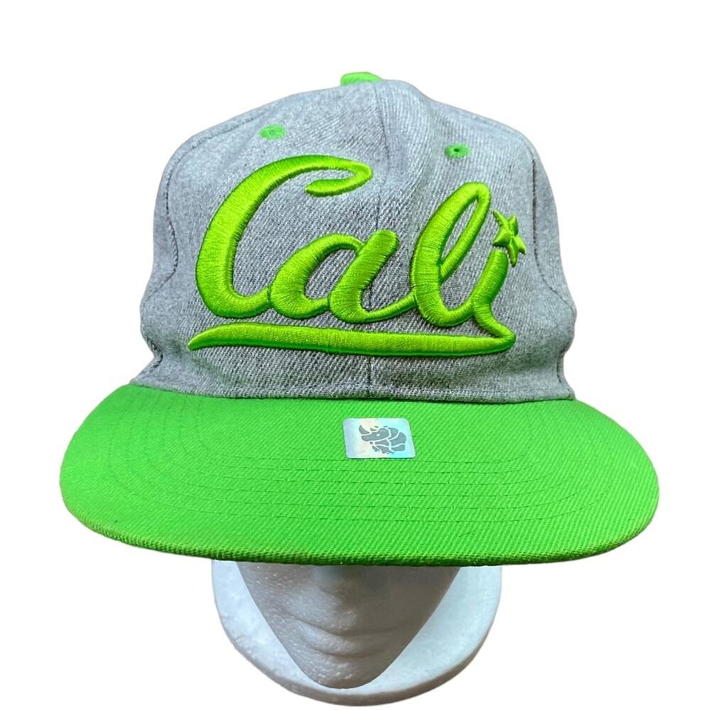 Cali Baseball Hat Gray Green Adjustable